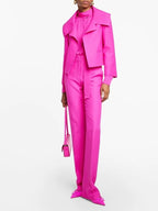 Pink Tuxedo Suit with Crop Jacket H6367