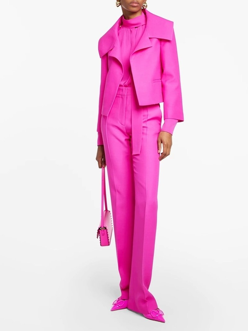 Pink Tuxedo Suit with Crop Jacket H6367