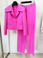 Pink Tuxedo Suit with Crop Jacket H6367