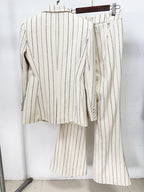 Pinstripe Cream Tailored Suit Set H7042