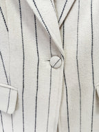 Pinstripe Cream Tailored Suit Set H7042