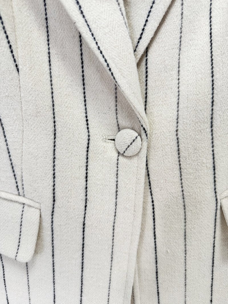 Pinstripe Cream Tailored Suit Set H7042