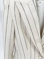 Pinstripe Cream Tailored Suit Set H7042