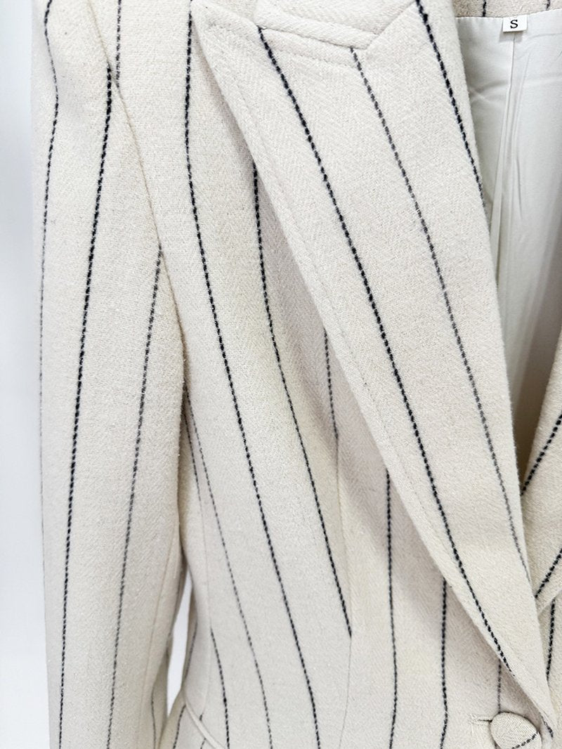 Pinstripe Cream Tailored Suit Set H7042