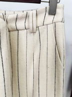 Pinstripe Cream Tailored Suit Set H7042