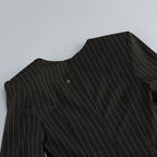 Pinstripe Long Sleeve Mini Dress with Train H7124