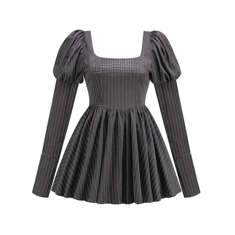 Pinstripe Sequin Square Neck Mini Dress H6261