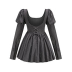 Pinstripe Sequin Square Neck Mini Dress H6261