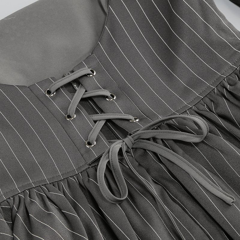 Pinstripe Sequin Square Neck Mini Dress H6261