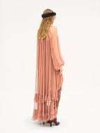 Pleated Tulle Maxi Dress with Ruffles H7137