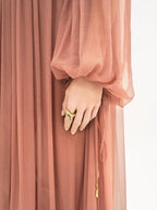 Pleated Tulle Maxi Dress with Ruffles H7137