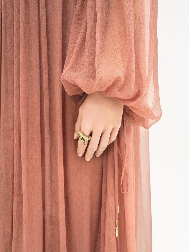Pleated Tulle Maxi Dress with Ruffles H7137
