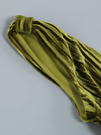 Plunging Velvet Pleated Midi Dress H6172