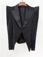 Polka Dot Blazer Beaded Mini Skirt Set H6604