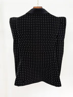 Polka Dot Blazer Beaded Mini Skirt Set H6604