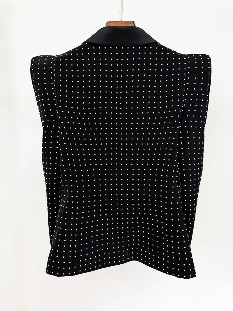 Polka Dot Blazer Beaded Mini Skirt Set H6604