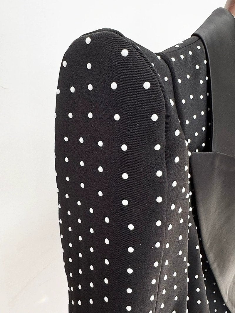 Polka Dot Blazer Beaded Mini Skirt Set H6604