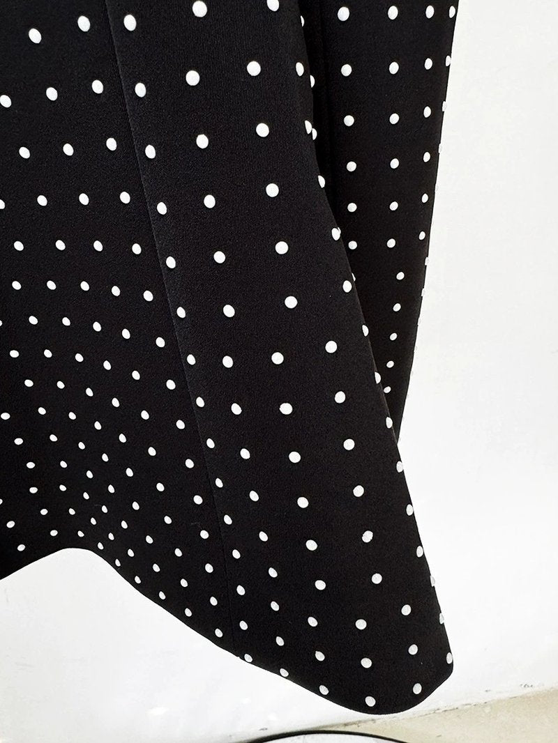 Polka Dot Blazer Beaded Mini Skirt Set H6604