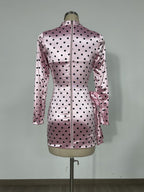 Polka Dot Rose Applique Mini Dress H6684