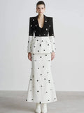 Polka Dot Two-Tone Suit Set H6375