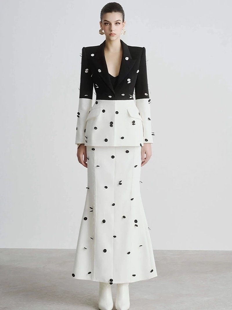 Polka Dot Two-Tone Suit Set H6375