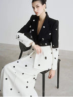 Polka Dot Two-Tone Suit Set H6375