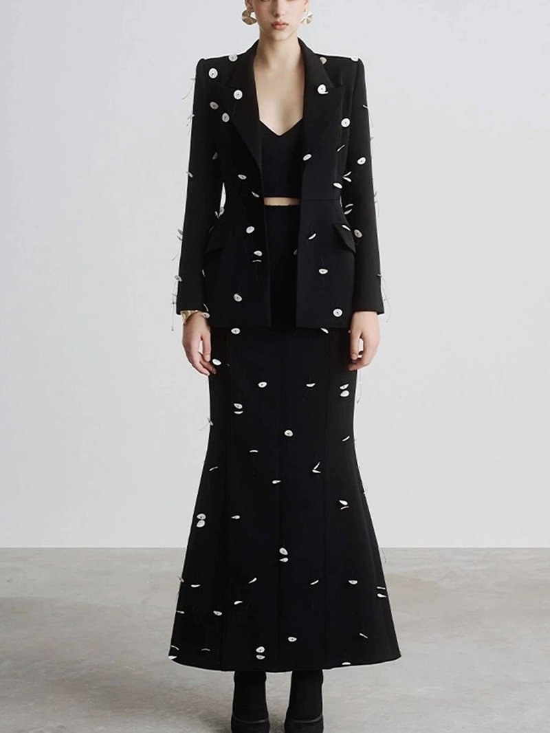Polka Dot Two-Tone Suit Set H6375
