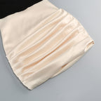 Puff Sleeve Black Top with Gold Skirt Set H6646