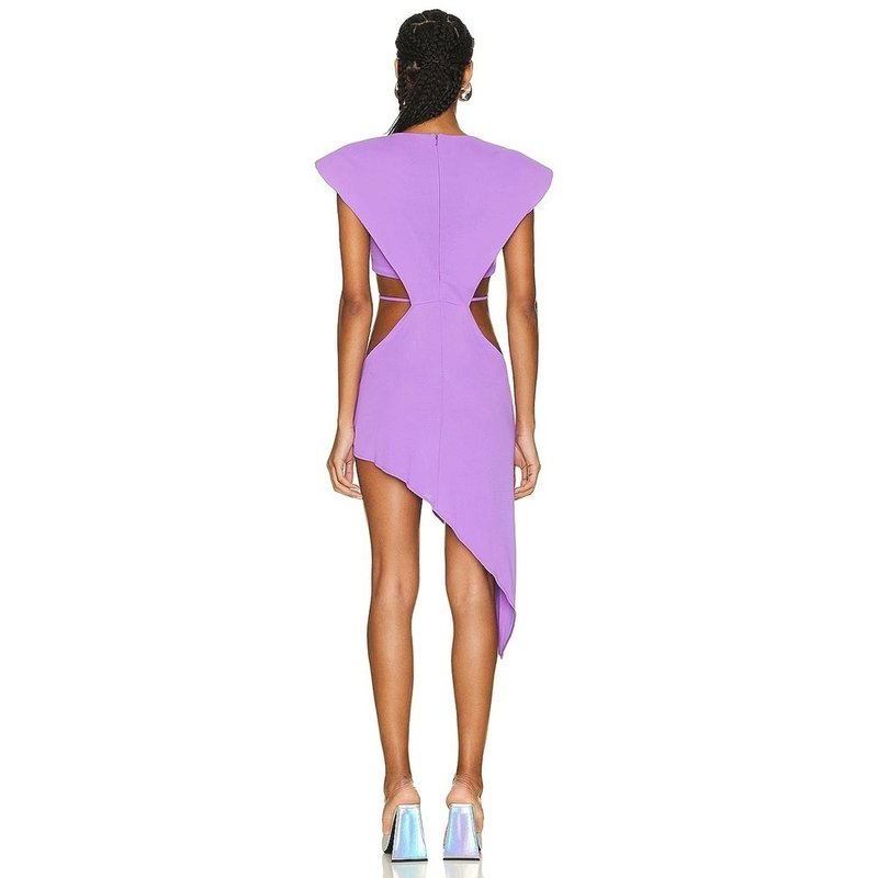 Purple Asymmetrical Cutout Mini Dress H6248