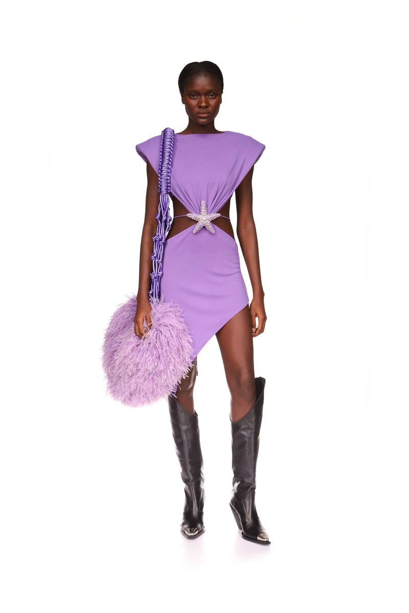 Purple Asymmetrical Cutout Mini Dress H6248