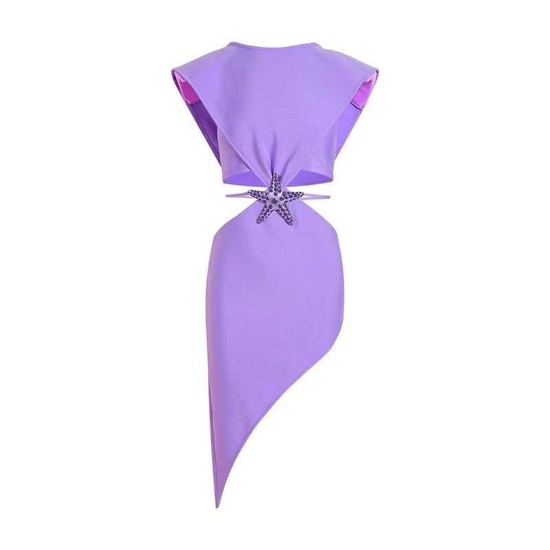Purple Asymmetrical Cutout Mini Dress H6248