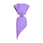 Purple Asymmetrical Cutout Mini Dress H6248