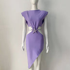 Purple Asymmetrical Cutout Mini Dress H6248