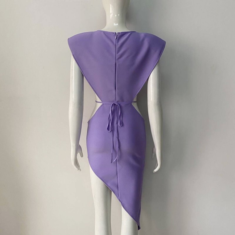 Purple Asymmetrical Cutout Mini Dress H6248