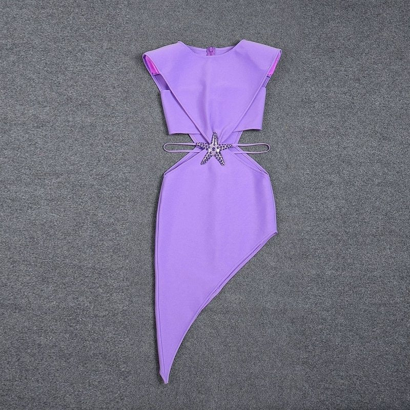 Purple Asymmetrical Cutout Mini Dress H6248