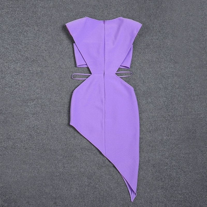 Purple Asymmetrical Cutout Mini Dress H6248