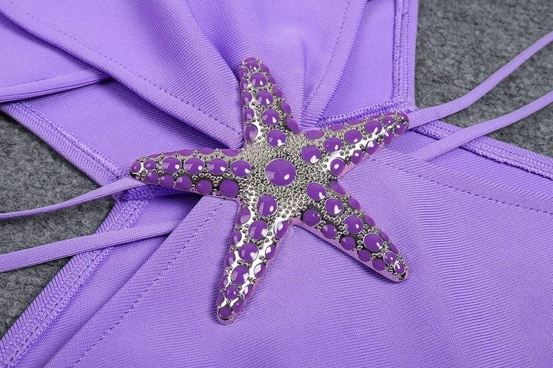 Purple Asymmetrical Cutout Mini Dress H6248