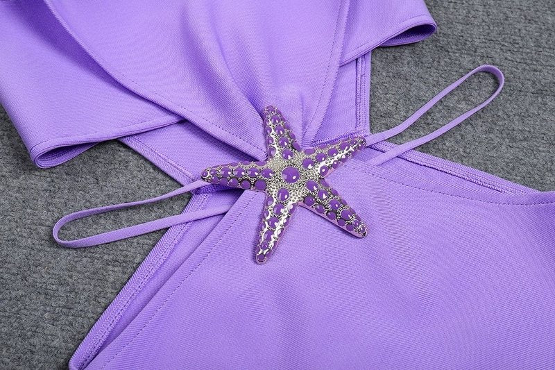 Purple Asymmetrical Cutout Mini Dress H6248