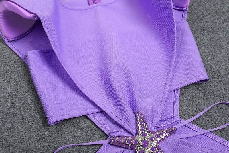 Purple Asymmetrical Cutout Mini Dress H6248