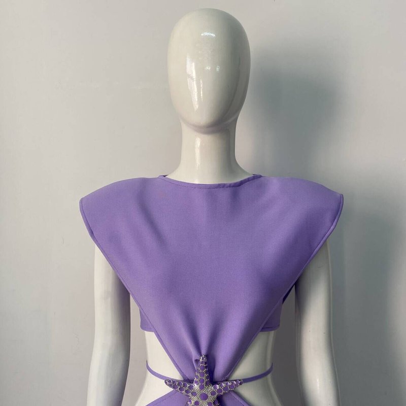 Purple Asymmetrical Cutout Mini Dress H6248