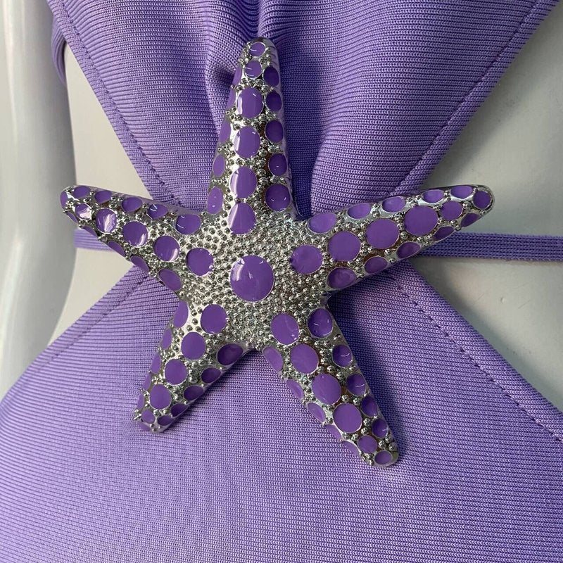 Purple Asymmetrical Cutout Mini Dress H6248