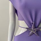 Purple Asymmetrical Cutout Mini Dress H6248