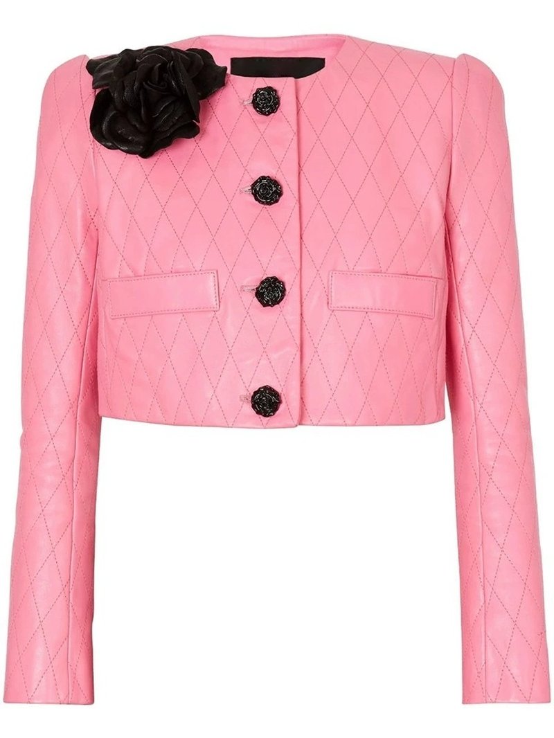 Quilted Pink Leather Mini Dress H6298