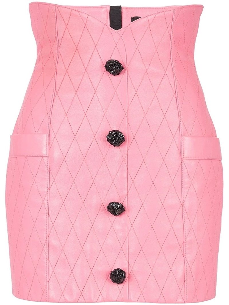 Quilted Pink Leather Mini Dress H6298