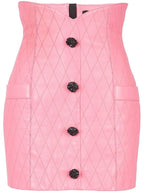 Quilted Pink Leather Mini Dress H6298