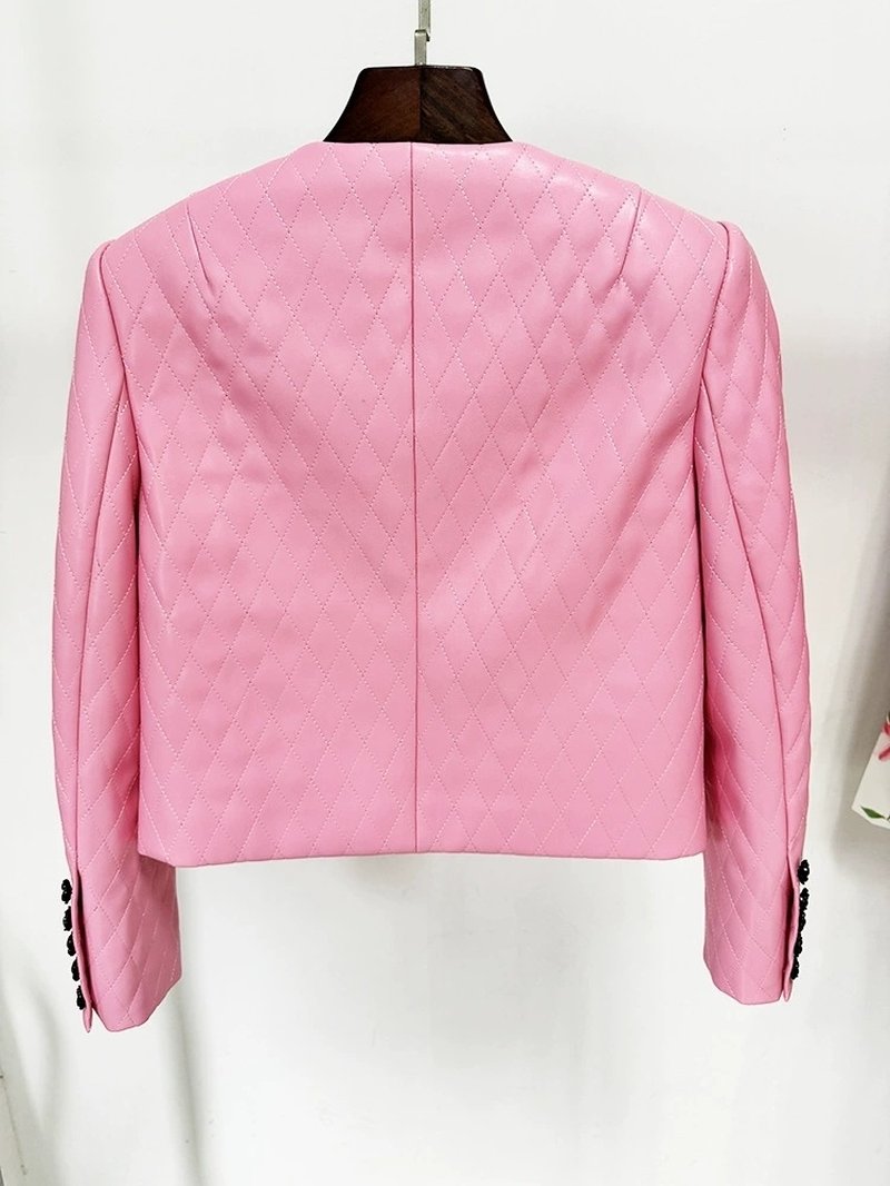 Quilted Pink Leather Mini Dress H6298