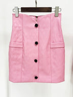 Quilted Pink Leather Mini Dress H6298