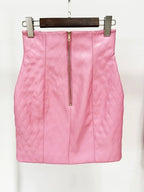 Quilted Pink Leather Mini Dress H6298