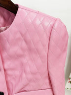 Quilted Pink Leather Mini Dress H6298