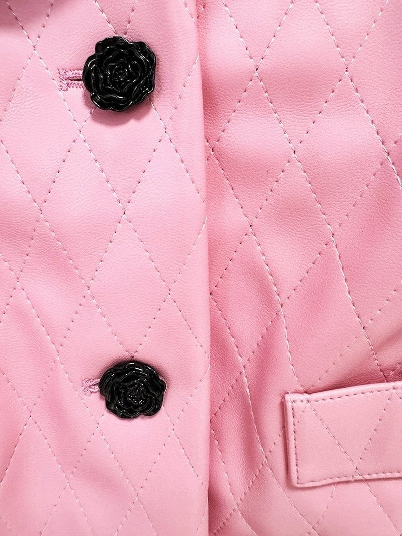 Quilted Pink Leather Mini Dress H6298